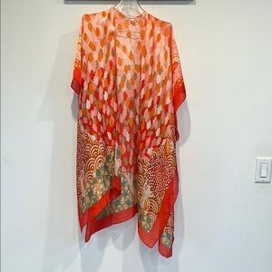 Cato Colorful Silky Kimono Cardigan duster Asian inspired one size women’s